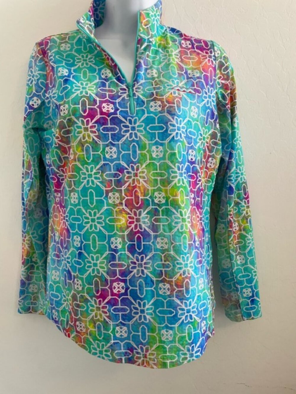IBKUL Quarter zip performance pullover Small multi-color EUC